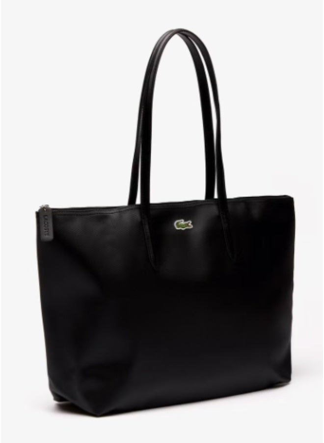 Lacoste bag Women's L12.12 Concept Fashion Versatile Large Capacity Large Size Zipper Handheld Shoulder Bag Tote Bag Large Black 45cm * 30cm * 12cm - Image 5
